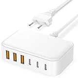 USB C Ladegerät Mehrfach Netzteil - 100W 6-Port Schnellladegerät PD 3.0 Ladestecker Adapter Stecker mit USB-C und USB-A for iPhone 16 15 14 13 12 11 Pro Max X XS XR 8 7 6S Plus Mini, Galaxy Kalerop