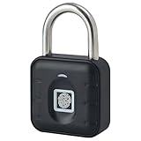 Fingerabdruck Schloss, Schloss mit Fingerabdruck und APP, IP67 wasserdicht Vorhängeschloss Fingerabdruck, Elektronik Fingerprint Smart Kann 20 Sätze Fingerabdrücke speichern Lock für Gym, Büro