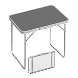 WOLTU Campingtisch Klapptisch Reisetisch mit Griff, 70x50x60cm(LxBxH) zusammenklappbar Gartentisch aus Alu und MDF für Picknick Strand im Freien, Grau