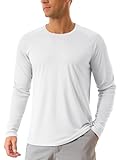 TACVASEN Herren UV Shirts Langarm Atmungsaktiv Sonnenschutz Outdoor Fishing Oberteil Rash Guards, Weiß, 3XL