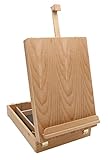 PAINTERSISTERS® Malkoffer Luca aus NACHALTIGEM Buchenholz FSC®, Tischstaffelei mit Utensilienkoffer, Keilrahmen bis 60cm Höhe, Malbox