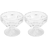 SHINEOFI 2 Stück Glas Dessertschalen mit Hohem Fuß Gestreifte Transparente Eisbecher aus Robustem Glas für Joghurt Pudding und Eis Multifunktionale Haushalts Salatbecher