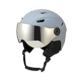 Perfeclan Skihelm, Snowboardhelm für Männer, Frauen und Teenager, Skateboard-Helm, stoßfest, Schneehelm mit integriertem Visier, Grau, L