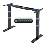 FLEXISPOT Höhenverstellbarer Schreibtisch Elektrisch Tischgestell mit 2 starken Motoren, Super Belastung 160KG, 3-Fach-Teleskop, Memory-Steuerung, LED Höhenanzeige (Premium E6 Schwarz)