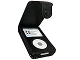 igadgitz U0131 Echtes Leder Tasche Schutzhülle Case Hülle und Display Schutzfolie Kompatibel mit Apple iPod Classic 80gb, 120gb und 160gb - Schwarz