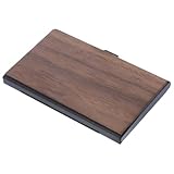 TEMPNAP Metall Visitenkartenetui aus Schwarze Walnussoptik Kompakte Business Card Box mit Sicherem Deckel Langlebig und Kratzfest Praktischer Kartenhalter für Büro und Unterwegs