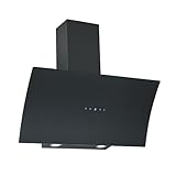 Respekta Dunstabzugshaube kopffrei/Dunstabzugshaube schräg 90 cm/Edelstahlgehäuse mit Glasschirm in Schwarz/Abluft - und Umluftfunktion / CH55090SA++ / A++ / 42–63 dB