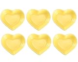 Keramik-Beilagenschüssel in Herzform, moderne Porzellan-Beilagenschüssel, Gewürzschalen, Soja-Dip-Soßenschalen für Hochzeit, Geburtstag, Party, 6 Stück (gelb)