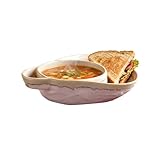 Lueear Suppen- und Sandwich-Teller-Set, Retro-Keramik-Suppenschalen mit Griff, 2 Fächern, Abendessen für Familienessen, Tee, tägliche Küche, Zuhause, Salat