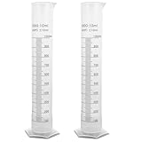 2-teiliges Messzylinder-Set 1000 ml transparentes Kunststoff-Messzylinder-Set mit Ausgießer für wissenschaftliche Projekte