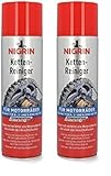 NIGRIN Kettenreiniger, 500 ml Sprühdose, Kettenspray für Motorrad, reinigt und entfettet Motorradketten (Packung mit 2)