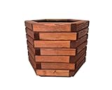HolzGarden Pflanzkübel Holz 50x40x43 cm Imprägniert Farbe Mahagoni Wetterfest Blumenkasten Blumentopf Groß Außen Balkon Garten Pflanzkasten Sechseck 57l Serie FORNEA