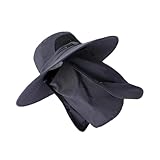 QUXVUIS Sonnenhut Einfarbig Männer Frauen Kuppel Atmungsaktiv Sunproof Wasserdicht Faltbar Sport Reiten Radfahren Angeln Kappe Kopfbedeckung, Schwarz, Typ 2