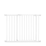 hauck Treppenschutzgitter Türschutzgitter Clear Step 2 inkl. 21 cm Verlängerung für Breiten 96-101 cm, Ultra Flache Schwelle, ohne Bohren, Einhändiges Beidseitiges Öffnen, Metall (White)
