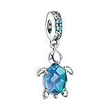 Ocean Blue Sea Turtle Dangle Bead Fit Charms Silberarmband DIY Damenschmuck Sommerkollektion