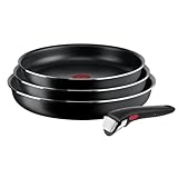 Tefal Ingenio Easy On 4-teiliges Pfannenset abnehmbarer Griff, 22/ 24/26 cm, stapelbar, platzsparend, Pfannen mit Antihaftversiegelung, einfache Handhabung und Reinigung, L15992