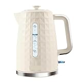 1.7L Wasserkocher, Schnellkochender 1850W Heißwasserkessel, Elektrischer Teekocher für kochendes Wasser Auto Shut Off Kochen Trockenschutz,Elektrischer Wasserkocher für Kaffeetee,Beige