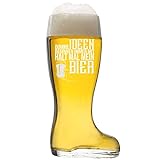 Bierstiefel/Bierglas mit Gravur (1-Liter Glas) Personalisiert | Dumme Ideen beginnen immer mit Halt mal mein Bier | wahres Monument des Gerstensaft-Genusses - Prost!
