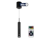 REV Pendelleuchte Akku - 130lm dimmbar 3 Farben, Timer 1-4H, höhenverstellbar durch ziehen (37-163cm) Hängeleuchte mit Fernbedienung, ideal als Hängelampe ohne Strom, schwarz