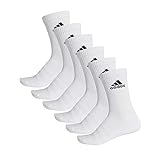 adidas Unisex 6 Paar Cushion Crew Socken, Top:White/White/White/White Bottom:White/White, M EU
