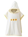 BeLikeFish Badeponcho Kinder - Badehandtuch Kinder, Weiches Korallenvlies, Absorbierend für 2-9 Jahre (Weiß Entlein, 70x70cm, 7–9 Jahre)