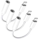 Lightning-auf-3,5-mm-Kopfhöreranschluss-Adapter, [Apple MFi-zertifiziert], 3 Stück, iPhone 3,5 mm Kopfhörer/Kopfhörer, Aux-Audio-Dongle-Adapter, kompatibel für 14 13 12 11 XS XR X 8 7, unterstützt