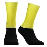 NEZIH Kompressions-Sportsocken, Fahrrad-Team-Aero-Socken, Nahtlose Anti-Rutsch-Radsocken, Rennradsocken, Outdoor-Rennrad (Color : A Yellow, Size : 39-45)