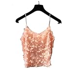 AYKZGIQS unterhemd Damen Women Pailletten -Tank Top V Halsriemen Camis Pecine Helevelevelneh-P-Einheitsgröße