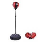 HOMCOM Punchingball Set Standbox Training Set 125/131/138/145cm höhenverstellbar Boxstand mit 1 Paar Handschuhe 1 Pump Standbox-Trainer Geeignet für Profis und Anfänger Rot