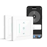 LincoSoft WLAN Rolladenschalter mit Prozentsteuerung, Smart Rolladen kompatibel mit Echo Alexa/Google, Jalousienschalter mit Zeitschaltuhr und Sprachsteuerung, 80x80mm 2 Stücke(Weiß)