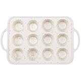 Ngbbby Silikon-Muffinform für 12 Tassen zum Backen – mit Griff, leicht zu reinigende, BPA-freie Cupcake-Form für Ofen, Mikrowelle, Gefrierschrank, antihaftbeschichtet, flexibel