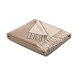 Biederlack Fransenplaid Kaschmirdecke Kaschmirplaid Natur-Sand Kaschmir Wolle Maße: 130 x 170 cm, 747211