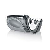 GRAEF manueller Messerschärfer Piccolo, 20° Schleifwinkel, ergonomischer Handgriff, Wolframcarbid und Keramikschärfelemente, platzsparend, ideal für Haushalt, Freizeit und Gewerbe