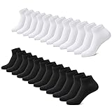 FALARY Sneaker Socken Herren Damen 12 Paar Kurze Halbsocken Baumwolle-SchwarzWeiß-39-42