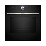 Bosch HMG7361B1, Serie 8 smarter Einbau-Backofen mit Mikrowellenfunktion, 60 x 60 cm, Made in Germany, Schwarz, Air Fry, Digitaler Bedienring, Touchdisplay, Automatikprogramme, Reinigungsunterstützung