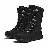 Merdoo Winterstiefel Damen Wasserdicht Schneestiefel Winterschuhe Winterboots Warme Gefüttert Snow Boots Winter Stiefel Schwarz 40