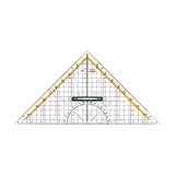 Linex 2632 Geo-Dreieck aus Kunststoff, mit Griff, 30 cm, Winkelmesser, abnehmbarer Griff, Facette, Tuschenoppen, metrische Skala