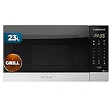 Cecotec Mikrowelle Pro Clean 6110. 800 W, Grill 1000 W, 23 L, Ready 2 Clean Beschichtung 3D Wave Frontspiegel 8 Programme, 100 Min Timer, LED, Edelstahl In Schwarz Silber