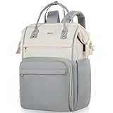 Rucksack Damen,Laptop Rucksack 15,6 Zoll Schulrucksack Mädchen Teenager mit USB Ladeanschluss,Schulranzen für Studium Universität Reise Arbeit,Grau Beige