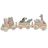 Elefantasie Spielzeugeisenbahn Holzzug für Kinder ab 12 Monate, personalisierbar mit Name und Geburtsdaten Safari
