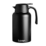 Luvan 2L Schwarz Thermoskanne 304 Edelstahl Doppelwand Vakuum Isolierte Kaffee Topf Kaffee Thermos, Kaffee Plunger, Saft/Milch/Tee Isolierung Topf