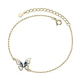 Armband für Frauen mit Schmetterling, Zirkon, Geschenke für Sie, Frauen, Mädchen, Beste Freundin, Geburtstag, Kette 16,5 + 4,5 cm