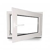 Kellerfenster - Kunststoff - Fenster - weiß - BxH: 100 x 50 cm - 1000 x 500 mm - DIN Rechts - 3 fach Verglasung - 60 mm Profil