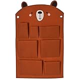 Kinderzimmer Schlafzimmer Kleiderschrank Türhänger Organizer mit 7 Taschen | Baumwoll-Leinwand Wandbehang Organizer | Schranktür Aufbewahrungsbehälter – Brauner Bär