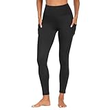 FOTOCITI Sport Leggings Damen mit Tasche High Waist Sportleggins Lang Blickdicht Sporthose Push Up Yogahose Bauchweg Laufhose Fitnesshose Hose(Schwarz, L-XL)