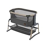 Maxi-Cosi Iora Air Beistellbett, Zustellbett, atmungsaktives Netzgewebe, Höhenverstellbar, Wiege mit Matratze, Eco Care, Geeignet ab Geburt, 0 Monate bis 9 kg, Beyond Graphite