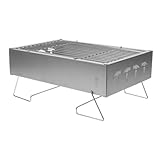 IWOWHERO Grill im Freien Camping Grill Picknick-Grill Tragbarer Grill Grill Outdoor-Grillständer Grill Holzkohlegrill Campingkocher Camping-Grillständer Rostfreier Stahl Silver