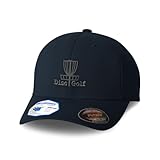 Flexfit Kappe für Damen und Herren, bestickt, Grau, Golfscheibe, Korb, B-Stickerei, Flexfit-Hut, Baseballmützen, Nur dunkelmarineblaues Design, L/XL