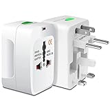 Reiseadapter Weltweit, Internationaler Steckdosenadapter Universal Steckdosenadapter mit 2 USB Travel Adapter AC Steckdose Reise Stromadapter Stecker für EU DE USA AUS England Thailand Italien