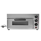 Pizza Ofen 2000W Pizzaofen Pizza Backofen Pizzabackofen Flammkuchen Edelstahl 1 Kammer 220V Pizzabackofen Mit Schiefer-Backform, Temperaturbereich 50-350 ℃